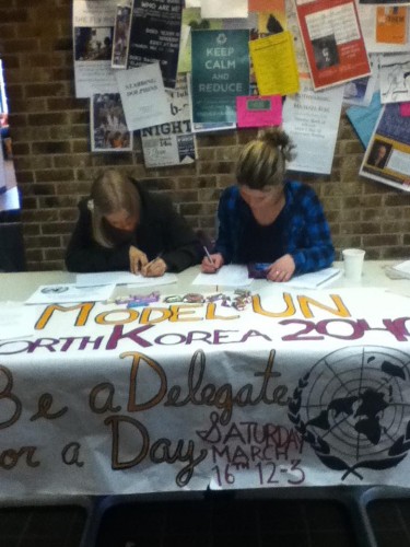 Mondshein (right) and delegate,Anna Stafeyeva, register delegates for Bard’s first “Conference for a Day”