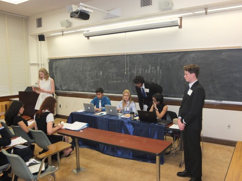 Co-delegates get ready to make a speech in the IAEA.