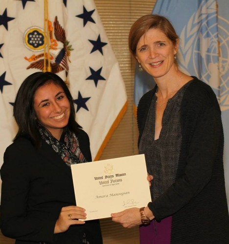 Mari with US Ambassador to the United Nations, Samantha Power.