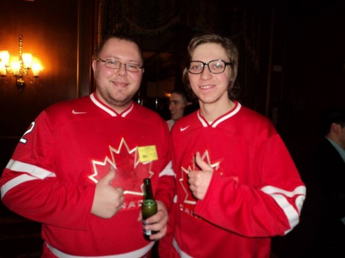 Delegates from the University of Lethbridge, in Alberta, Canada, show off their Canadian pride. 
