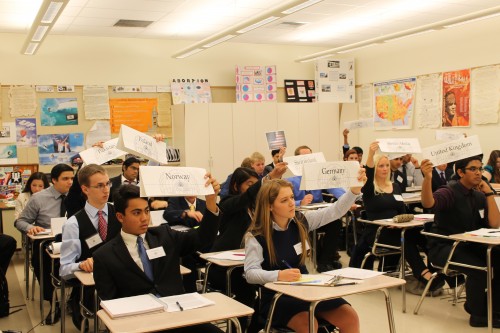 Delegates in Ad Hoc on Terrorism vote on a moderated caucus