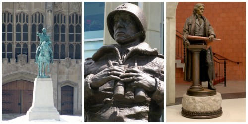 Washington, Patton, and Jefferson Statues