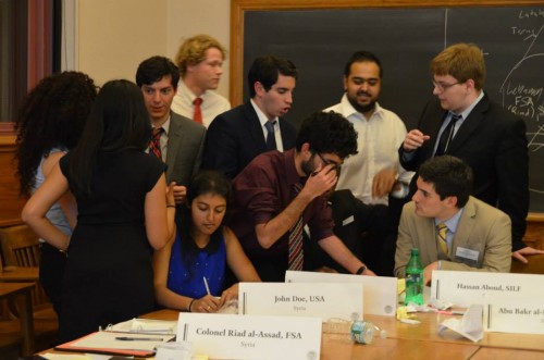 Delegates in the Syrian Civil War delve into negotiations during an unmoderated caucus. 