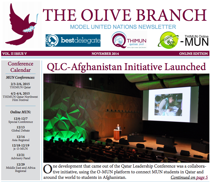 Olive Branch Middle East MUN Newsletter November 2014