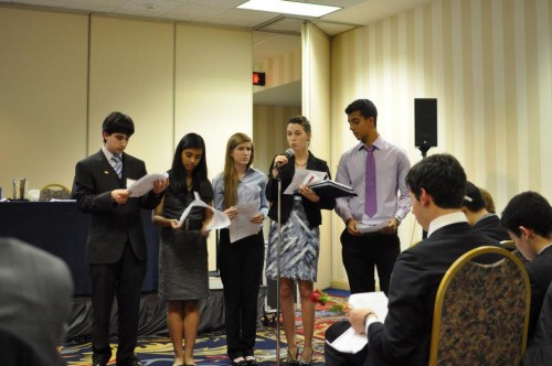 Delegates presenting their draft resolution