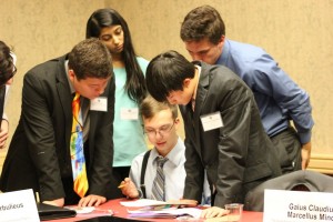 Delegate's hard at work hashing out a resolution.