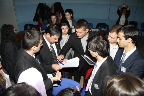 Delegates caucus during the UNGA. (Photo courtesy of UN Armenia)