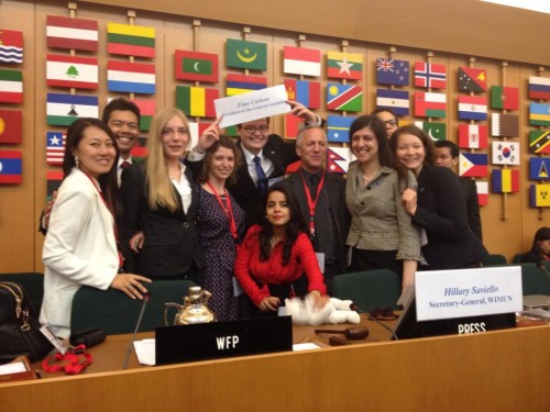 North American, THIMUN, and UN4MUN procedures have thrived in Europe. Pictured here is the WFUNA International MUN conference held in Rome where UN4MUN procedure was used.