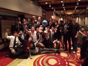 Upper Canada College celebrates after their Best Large Delegation win at SSUNS 2014