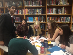 Middle School Delegates in SOCHUM work between sessions