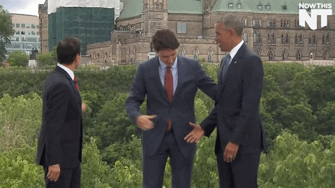 President Obama shares an awkward handshake with Canadian Prime Minister Justin Trudeau and Mexican President Enrique Pena Nieto - Imgur