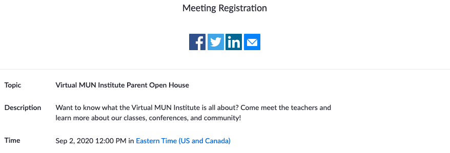 Virtual MUN Institute Open House